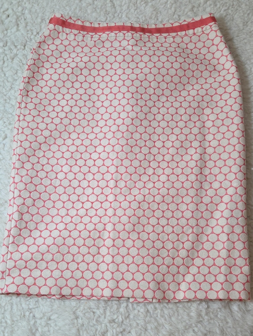 Anthropologie Boden Pink/Cream Polka Dot Pensil Skirt Sz US 10Long